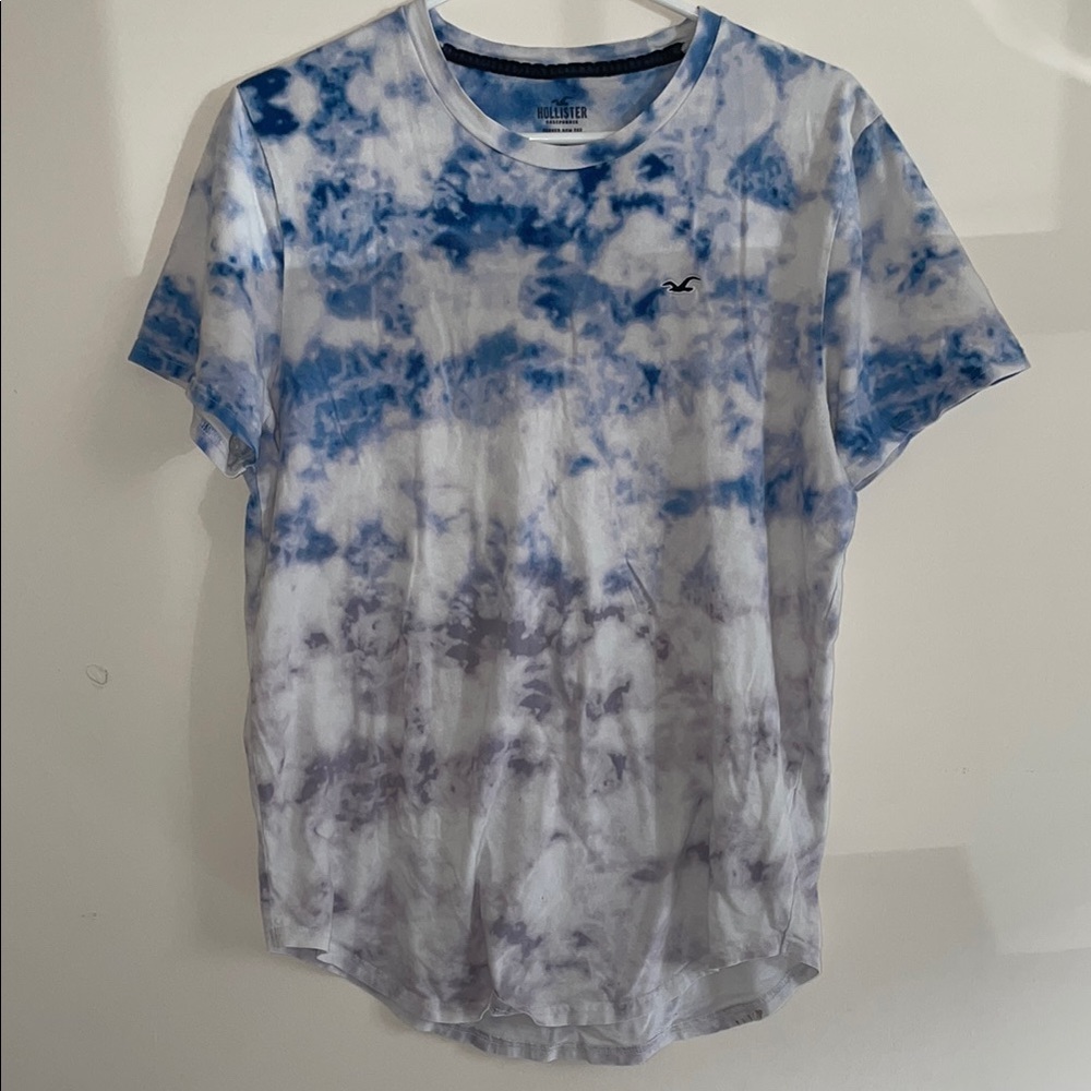 Blue Tie-Dye Short Sleeve Tee with Crew Neck